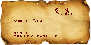 Kummer Máté névjegykártya